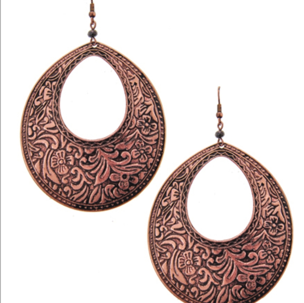 Copper teardrop earrings
